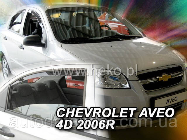 Дефлектори вікон (вставні!) вітровики Chevrolet Aveo II 2006-2011 T250 4D 4шт. Sedan, HEKO, 10529