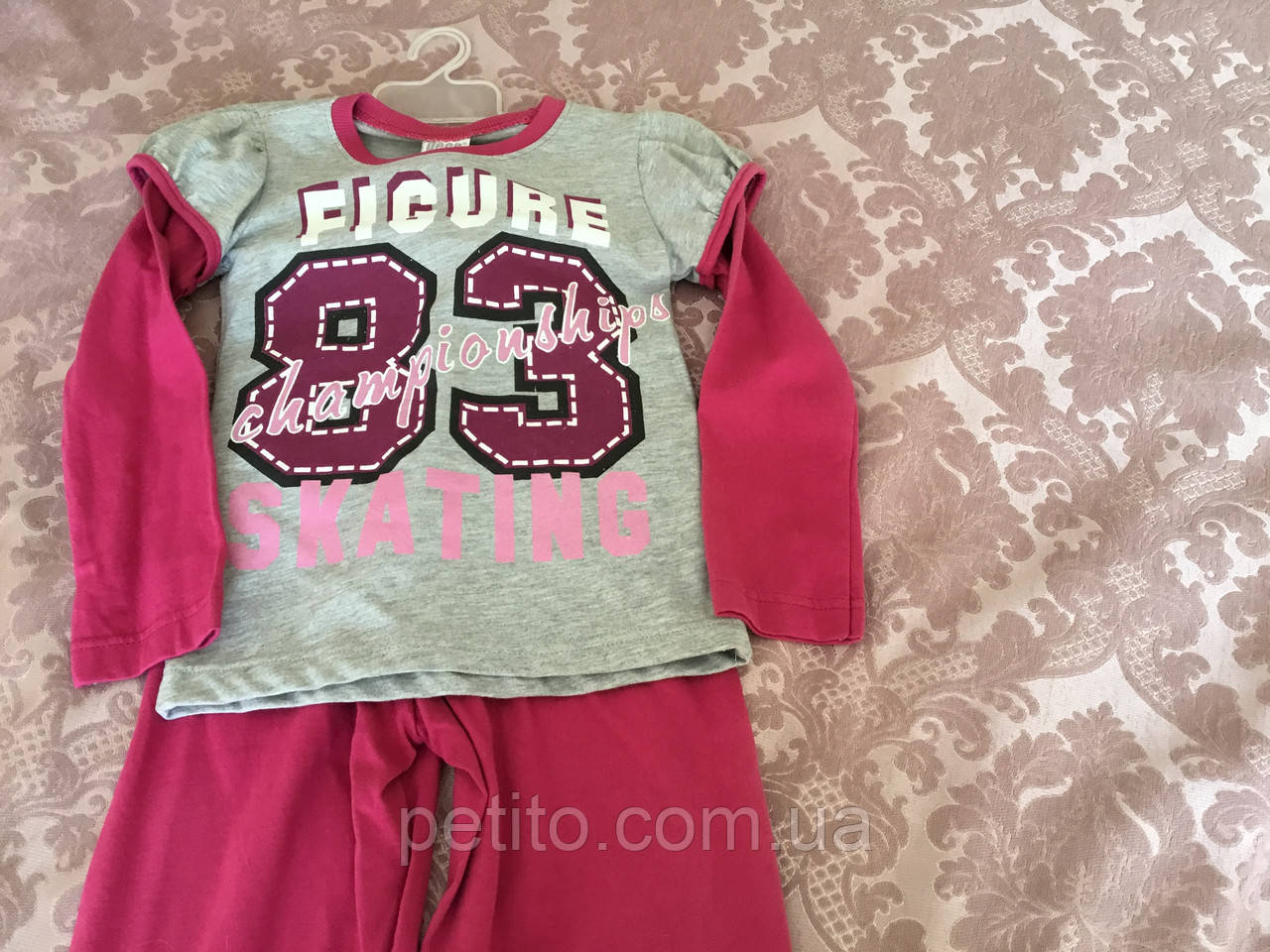 Спортивний трикотажний костюм для дівчинки в рожевому кольорі, фото 1