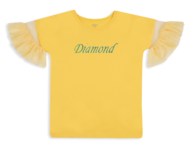 Футболка для дівчинки з фатиновими рукавами і з ефектом хамеліону GABBI FT-20-18-3 Жовтий на зріст 122 (12022)