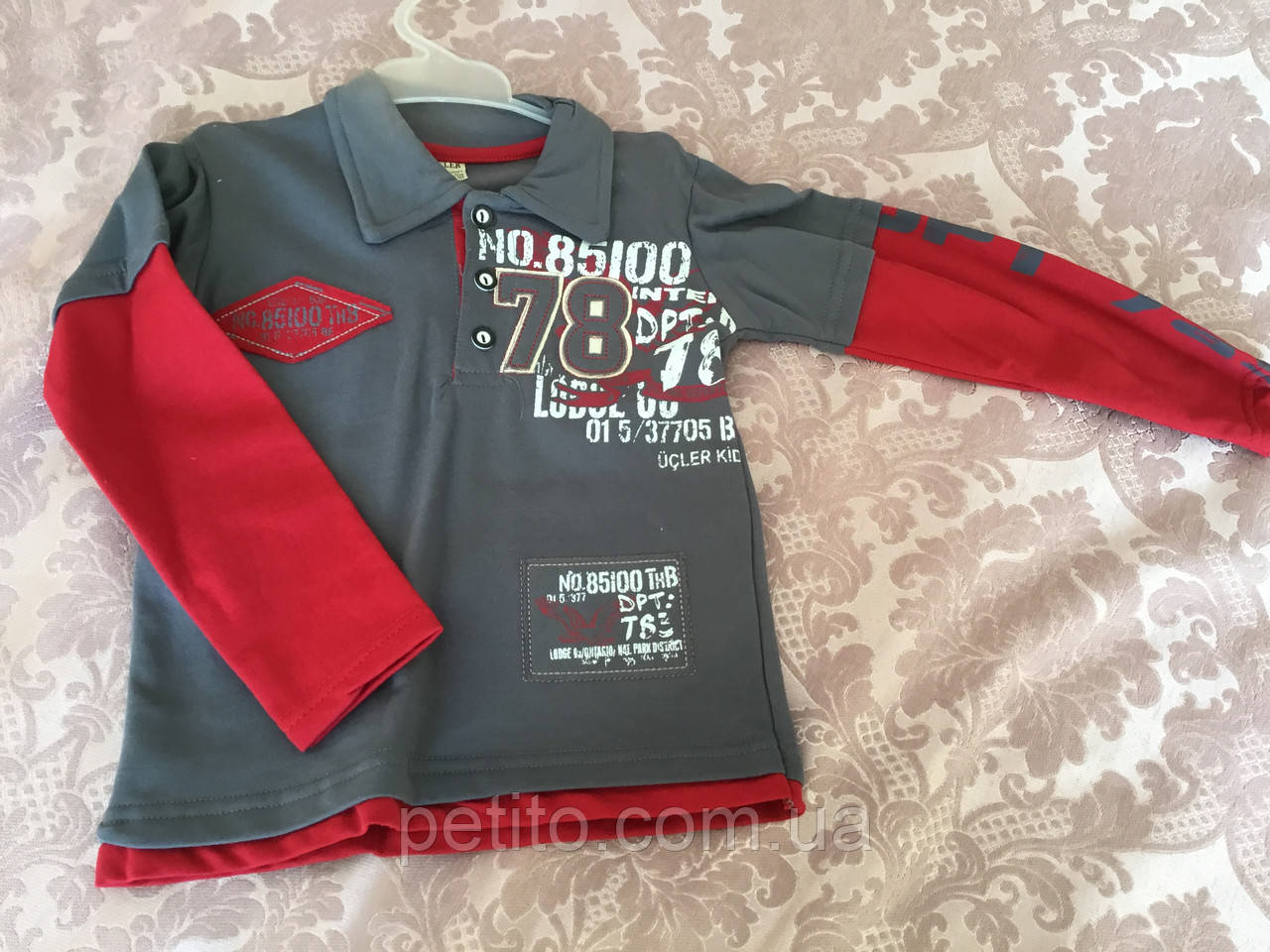 Кофта для хлопчика з коміром сірого кольору, фото 1