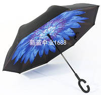 Зонт наоборот Цветок внутри. Умный зонтик. Полуавтомат