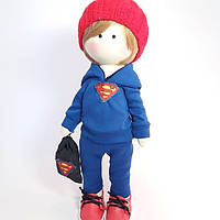 Текстильна інтер'єрна лялька-супермен лялька в подарунок