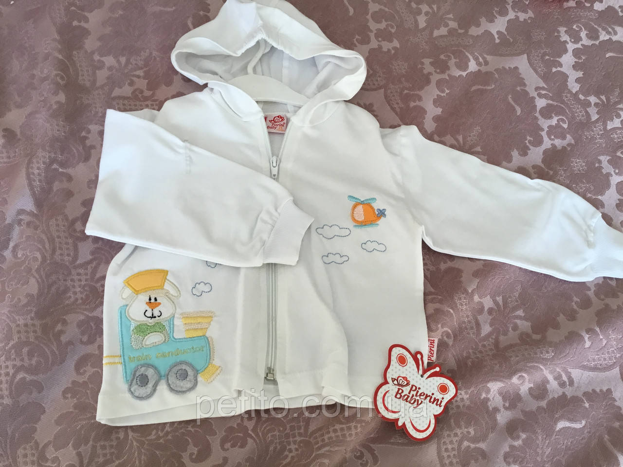 Трикотажна вітровка для хлопчика в білому кольорі, фото 1