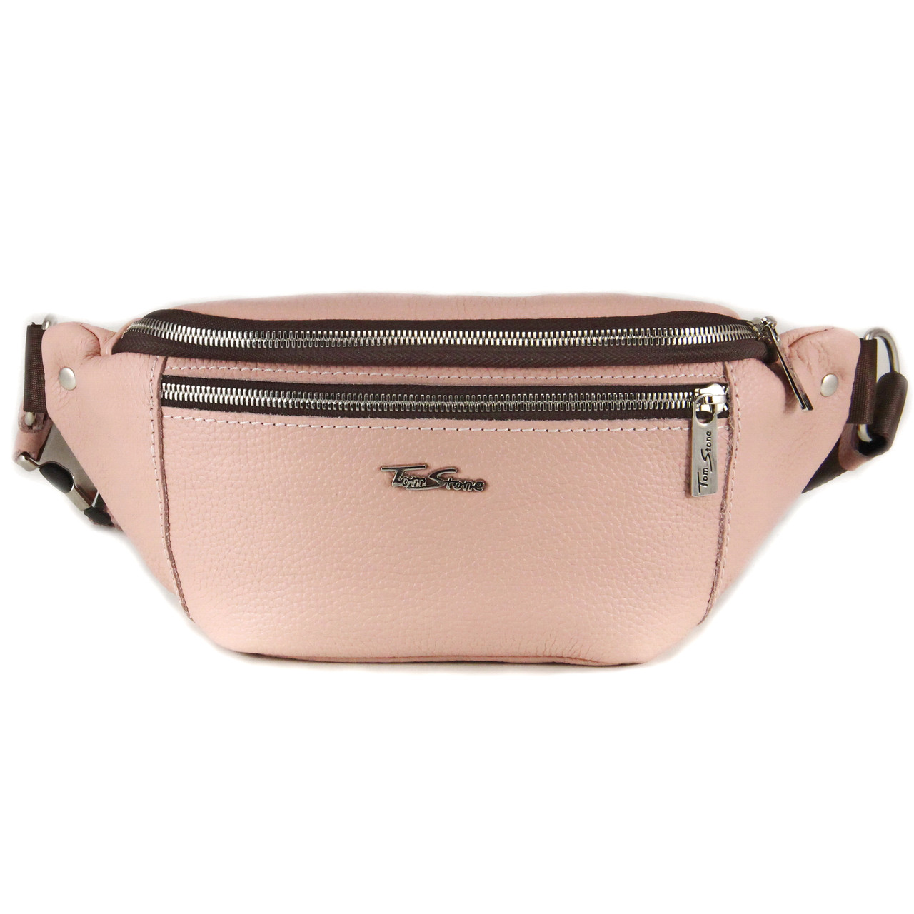 Сумка-бананка поясний шкіряний Tom Stone 122 P рожева, фото 1