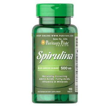 Спіруліна - Puritan's Pride Spirulina 500 mg /100 tabs