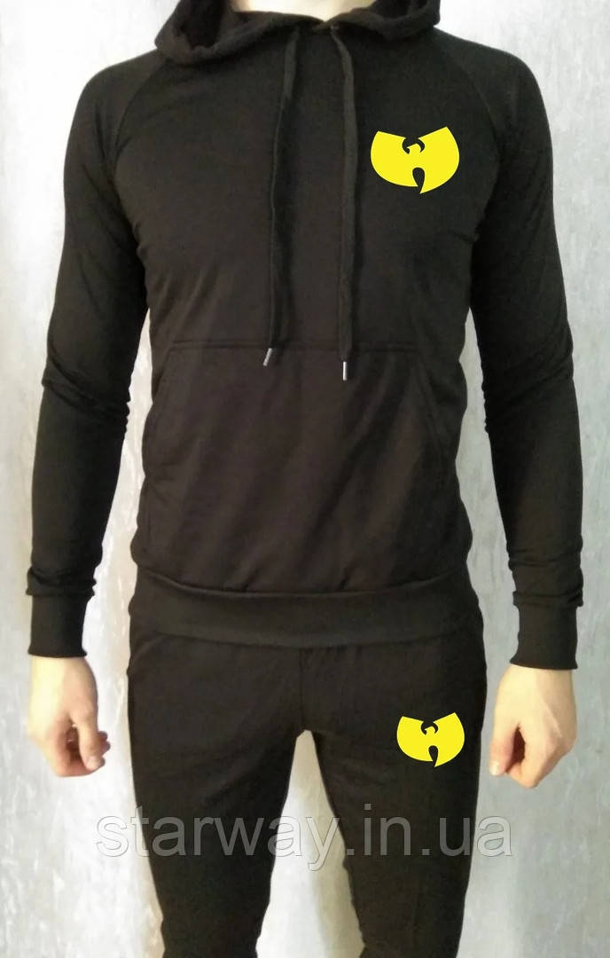 Трикотажний спортивний костюм wu tang з капюшоном | жовте лого