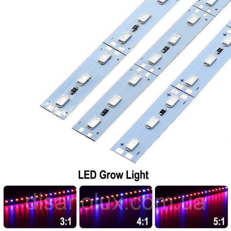 Фітолінійка LED світлодіодна SMD 5730, 144LED, 12V IP20 (4червоних + 1синій)