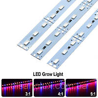 Фито LED линейка светодиодная SMD 5730, 144LED, 12V IP20 ( 4красных + 1синий )