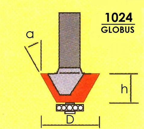 Фреза Глобус кромочна конусна з нижнім підшипником. Серія 1024. α22,5 D31 h23 d8, фото 2