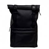 Місткий рюкзак жіночий міський роллтоп чорний екокожа (якісний кожзам), фото 8
