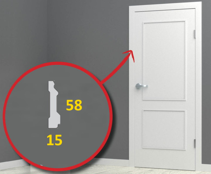 Фигурный дверной наличник под покраску, из полистирола в комплекте ...