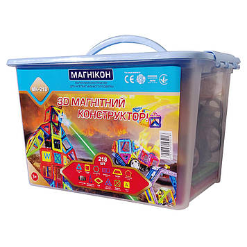 3D магнитный конструктор МАГНІКОН, 218 дет. Plastic box