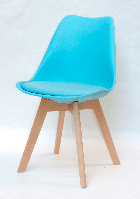 Стілець Milan блакитний 52 пластикове сидіння з м'якою подушкою на букових ніжках, скандинавський стиль