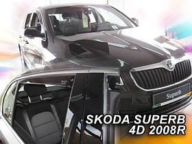 Дефлектори вікон (вставні!) вітровики Skoda Superb II 2008-2015 liftback 4шт., HEKO, 28332