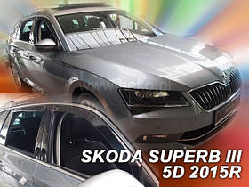 Дефлектори вікон (вставні!) вітровики Skoda Superb III 2015-2020, liftback 4шт., HEKO, 28346