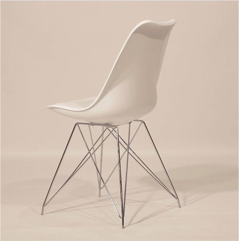 Стул Milan Chrom ML,молочный 56 пластиковое сиденье с подушкой на хромированных ножках, скандинавский стиль - фото 2 - id-p1150609521
