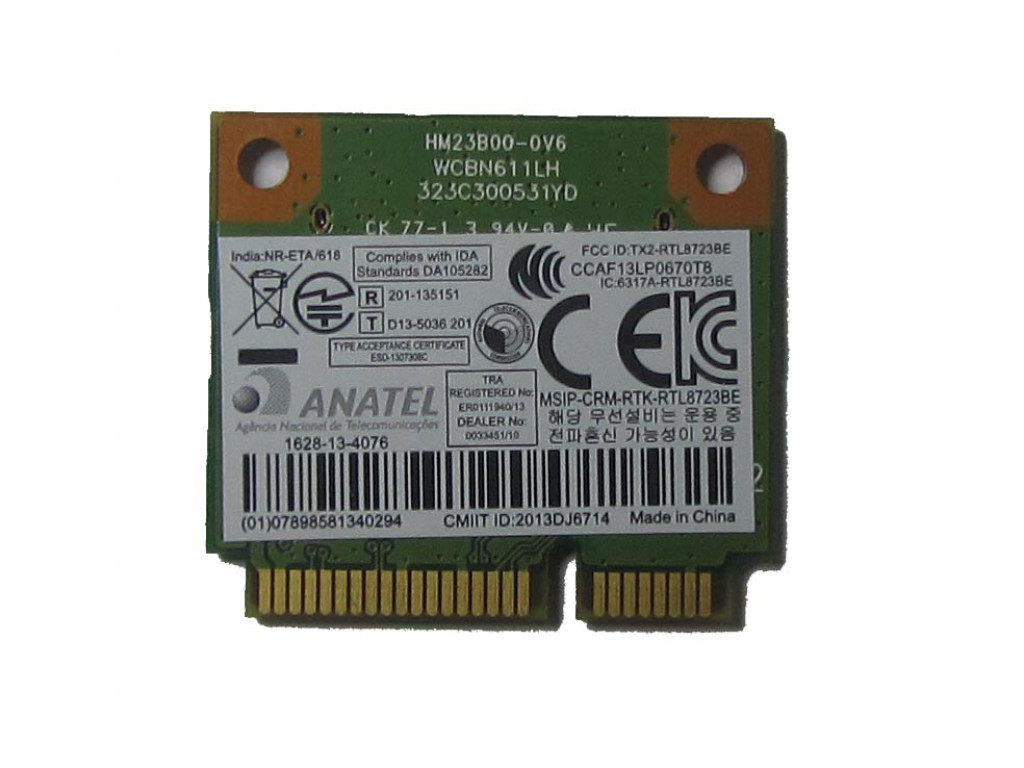 Wi-fi+BT модуль HalfSize Mini PCIE Realtek RTL8723BE (1 антена!) 802.11 b, g, n, 150Mbps