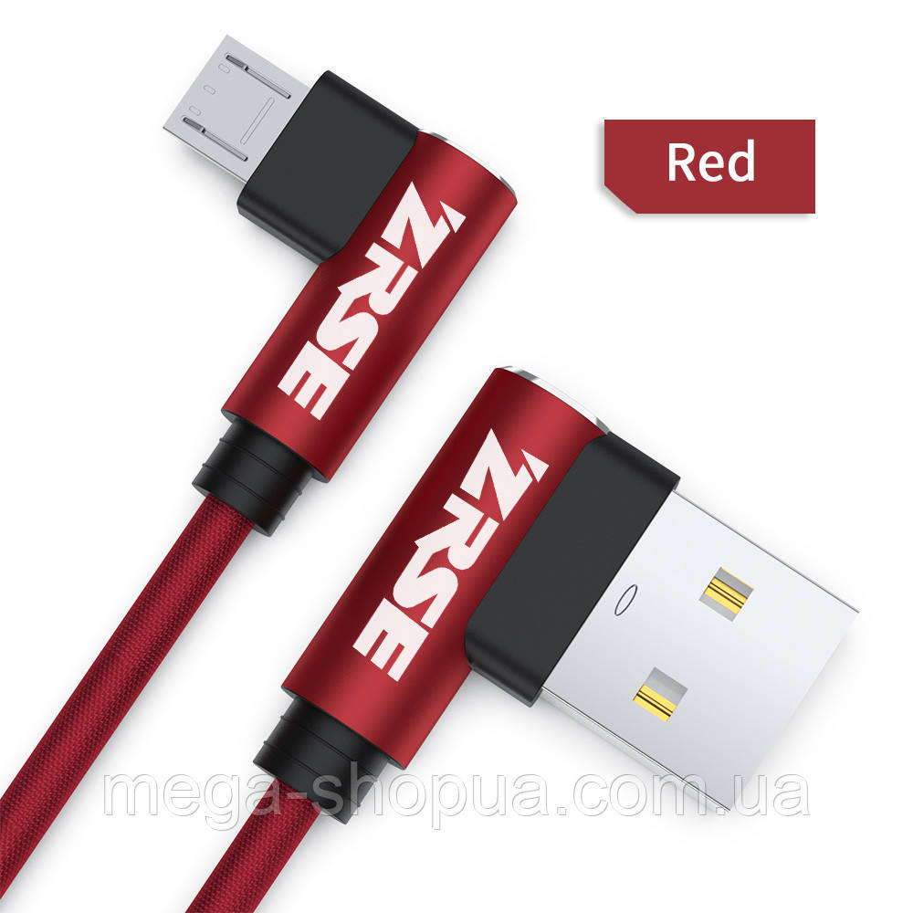 Кабель кутовий 90 градусів для заряджання телефону USB - micro USB 1м зарядний провід шнур microUSB мікро ЮСБ V8R, фото 1