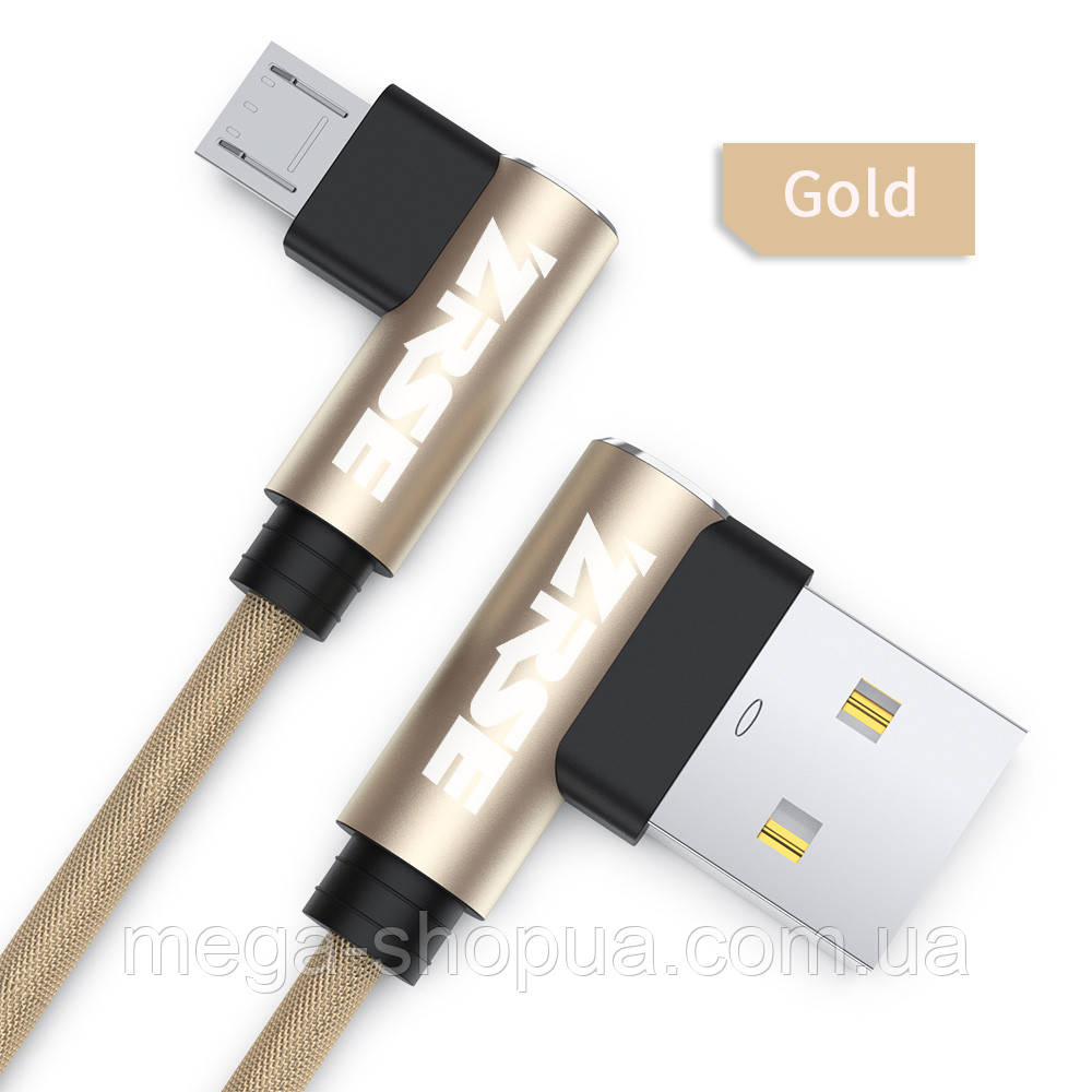Кабель кутовий 90 градусів для заряджання телефону USB - micro USB 1м зарядний провід шнур microUSB мікро ЮСБ V8G