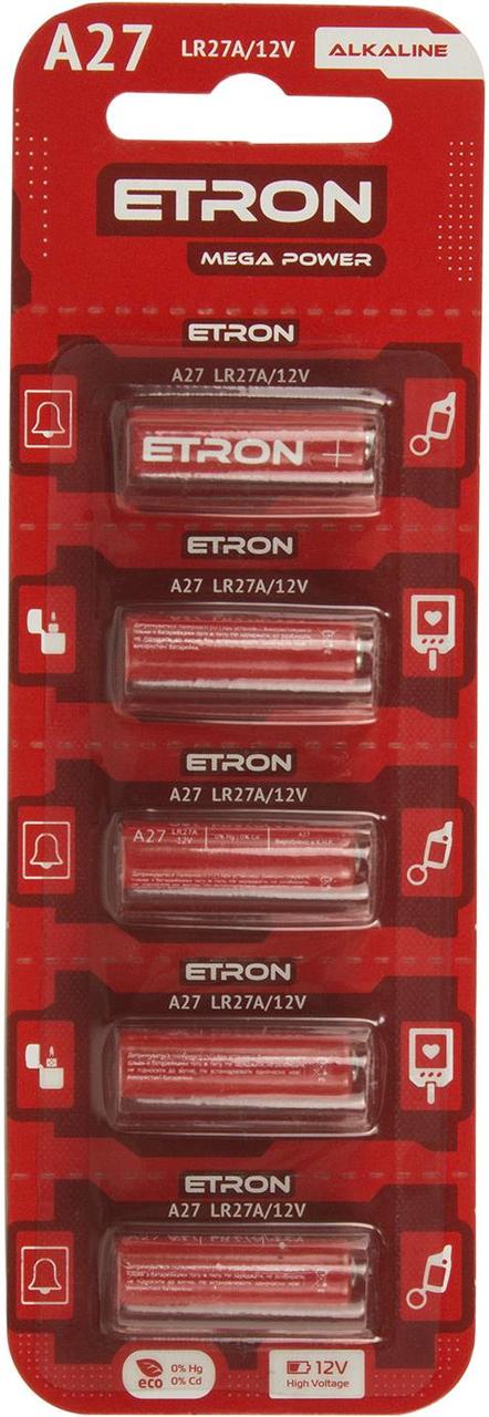Батарейка Etron Mega Power A27/5bl 12V(5)(100), фото 1