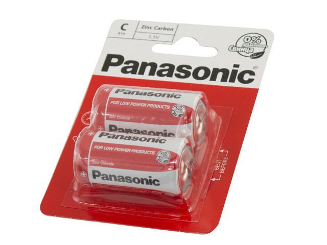 Батарейки Panasonic zinc carbon R-14/блістер 2шт (12)(60)