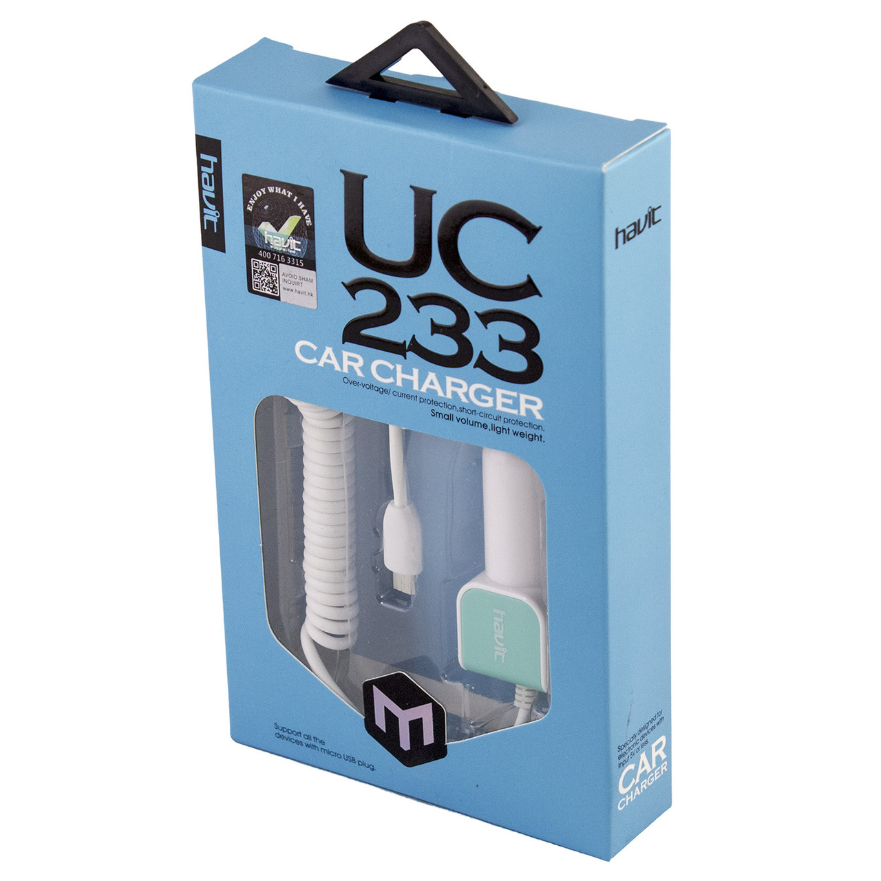 Зарядний пристрій авто. Havit №HV-UC233 microUSB white/blue №1292