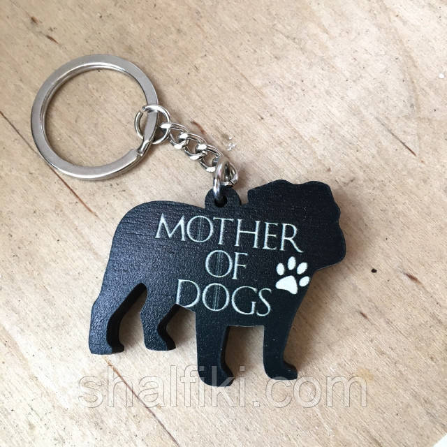 "Бульдог Мати собак / Mother of dogs (Гра престолів)" брелок дерев'яний двосторонній з уф-друком, фото 1