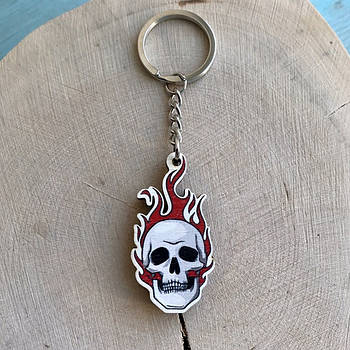 "Череп (Примарний вершник)" брелок дерев'яний двосторонній з уф-друком