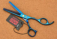 Парикмахерские ножницы для стрижки волос kasho филировка размер 6/0 синий цвет