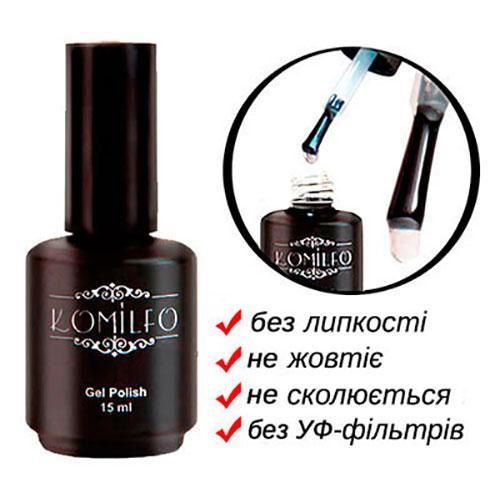 Каучукове фінішне покриття, топ без липкого шару Комільфо Komilfo No Wipe Top 15 мл