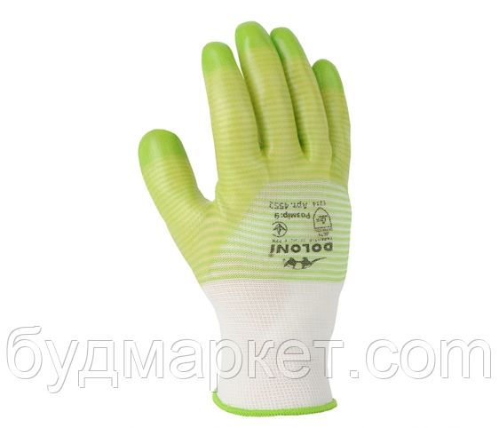 Перчатки трикотажные с ПВХ-покрытием, неполный облил, зеленые, размер 9 ДКГ 4552