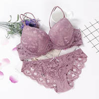 Комплект нижньої білизни push-up кольору пудри - ліф 80B, труси 44 розмір, (75%поліестер, 25% еластан)