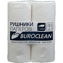 Рушники целюлозні по 2 рул на гільзі 2-шарові білі BUROCLEAN 10100400 (24)