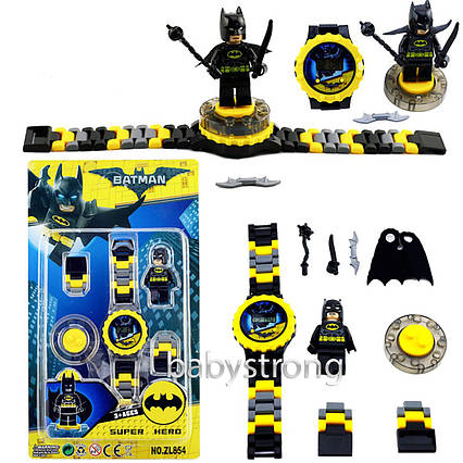 Дитячий наручний годинник конструктор Бетмен + фігурка лего улюбленого героя Чудовий Подарунок!