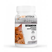 Витамины Unicum Premium Уникум Премиум для кошек для кожи и шерсти 100 шт