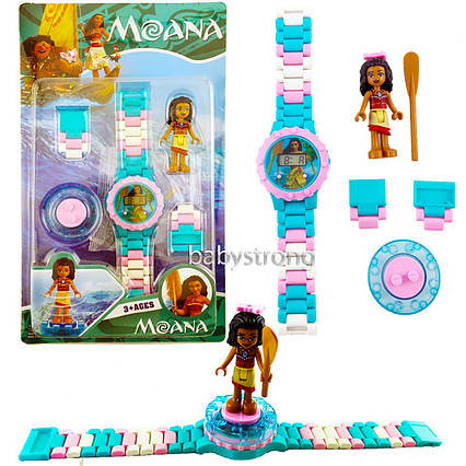 Дитячий наручний годинник конструктор Моана (Ваяна) + фігурка лего улюбленого героя