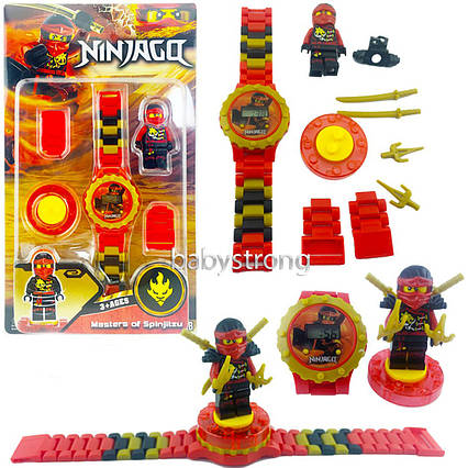 Дитячий наручний годинник конструктор Ніндзяго Ninjago Кай + фігурка лего улюбленого героя