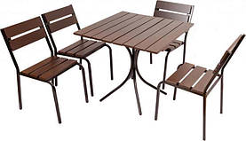 Комплект меблів Анрі стіл 80х80 см та 4 стільці для відкритих майданчиків кафе, ресторану, пабу