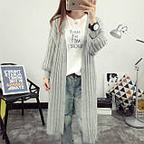 Жіночий в'язаний довгий кардиган оверсайз бежевий, фото 5