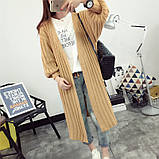 Жіночий в'язаний довгий кардиган оверсайз бежевий, фото 3