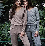 Жіночий повсякденний костюм бежевий кофта та штани розмір S/M, фото 3