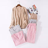 Жіночий повсякденний костюм бежевий кофта та штани розмір S/M, фото 5