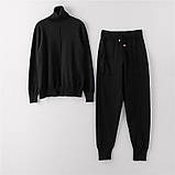 Костюм жіночий чорний трикотажний двійка кофта та штани, розмір S/M, фото 2