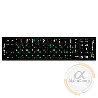 Наклейки на клавіатуру Grand-X UA • зелений/білий • непрозорі