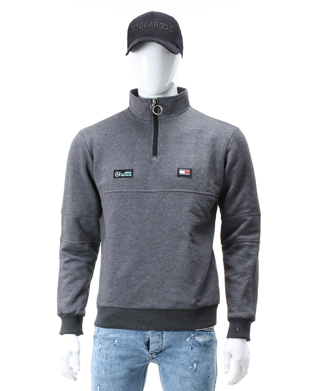 Світшот осінь-зима антрацит TOMMY HILFIGER комір зі змійкою ANTR M (Р) 20-543-003 XL, антрацит