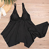 Купальник танкіні чорний великих розмірів з асиметричним низом, фото 4