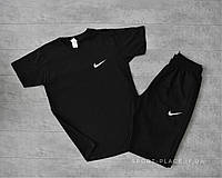 Летний комплект шорты и футболка Nike (Найк) (черная футболка , черные шорты) маленький логотип