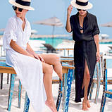 Пляжна довга сукня сорочка з шифону чорного кольору, фото 2