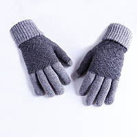 Зимние шерстяные перчатки мужские серые