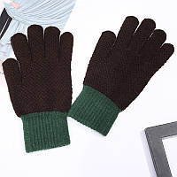 Зимние шерстяные темно-коричневые перчатки для мужчин и женщин унисекс
